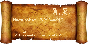 Mecsnober Rómeó névjegykártya